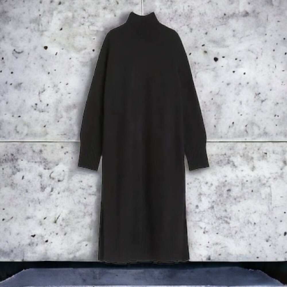 * MUJI Black Wool Turtleneck Sweater Dress Size XS/S